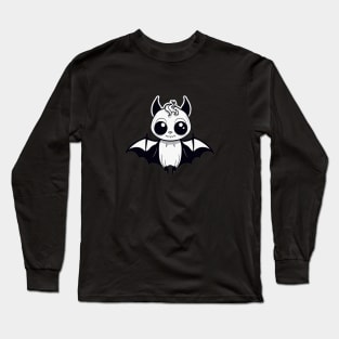 Baby bat cute halloween black and white design Long Sleeve T-Shirt